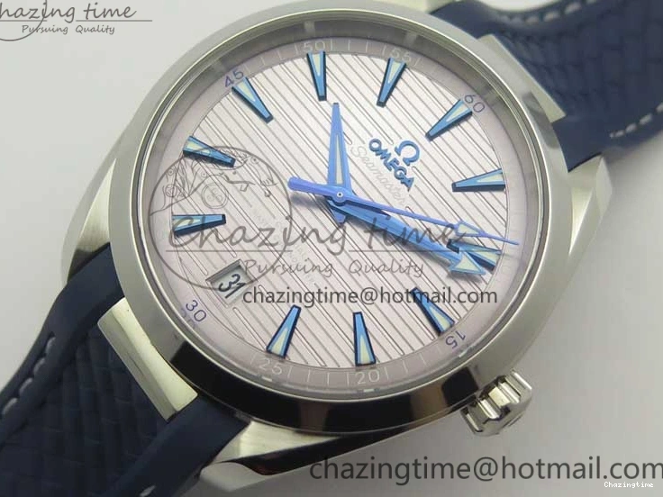 0501 Aqua Terra 150M Master Chronometers VSF 1:1 Best Edition Gray Dial Blue Hand on Blue Rubber Strap A8900 Super Clone HighQuality 8004
